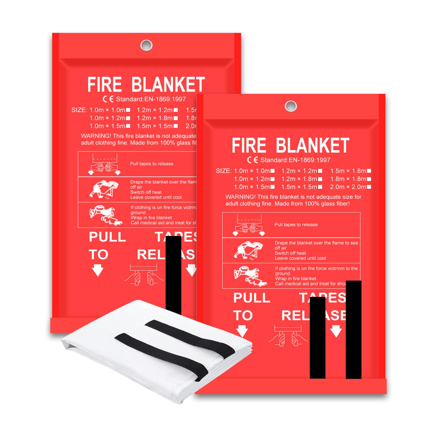 Fire Blanket Kitchen - Yangın battaniyesi 2 paket 2*2 m/1.5*1.5