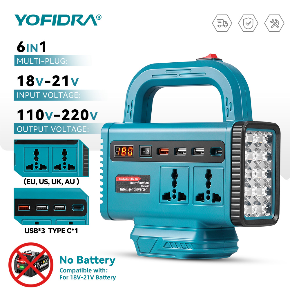Power Outage Light - YOFIDRA 220V Taşınabilir Güç İnvertörü Açık