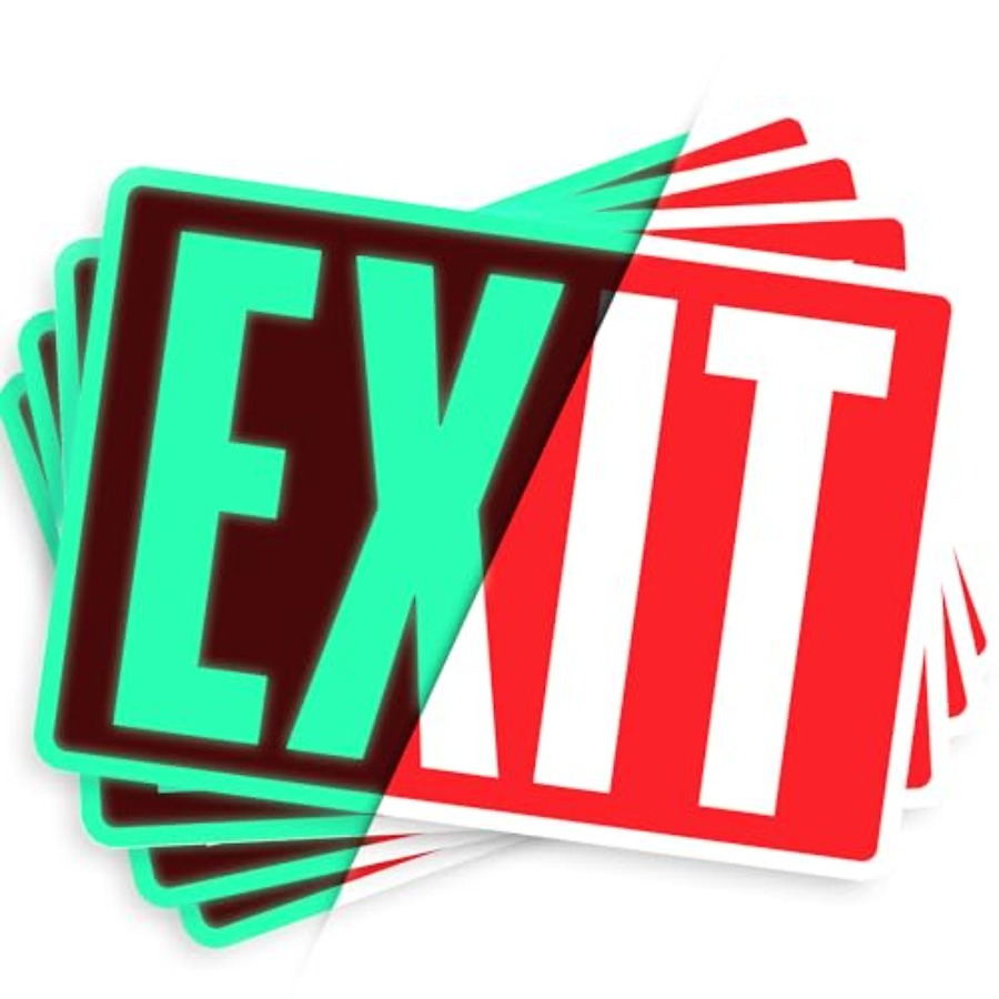 Emergency Exit Sign - Çıkış İşareti Çıkartmaları, Karanlıkta Parlayan, 10