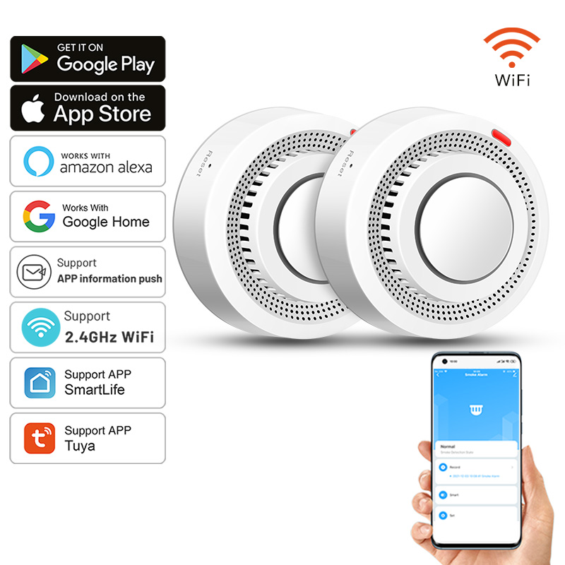 Smoke Detector Interconnected - 2'li Paket Tuya Akıllı WiFi Duman