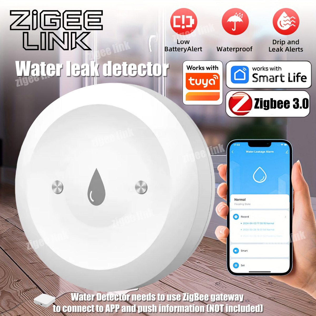 ZigBee 3.0 Su Sensörü Akıllı K - Water Alarm Sensor incelemesi ve fiyatı